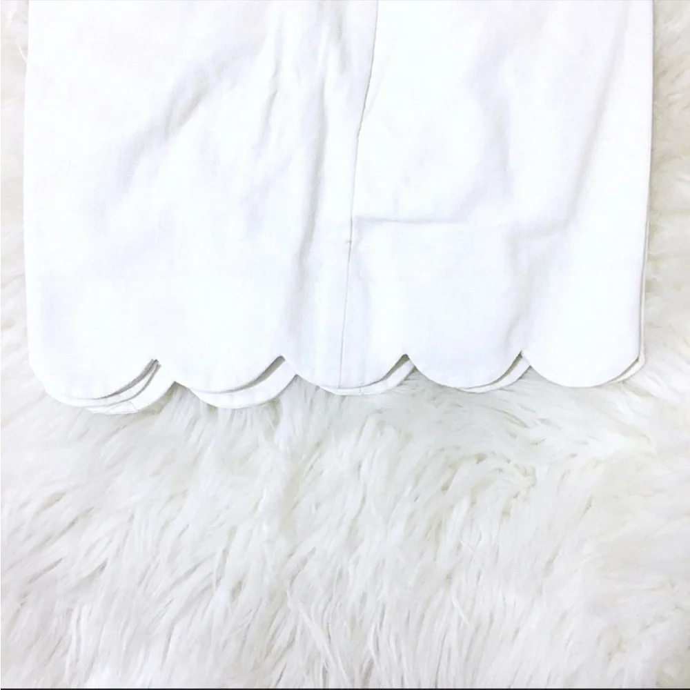 J. Crew White Linen shorts with Scalloped Hem